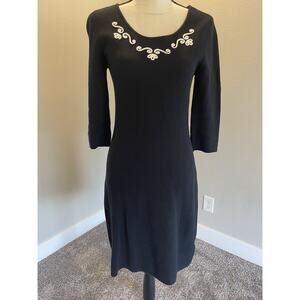 Hanna Andersson Women's Knit Combed Cotton Sheath Dress 3/4 Sleeve Size XS